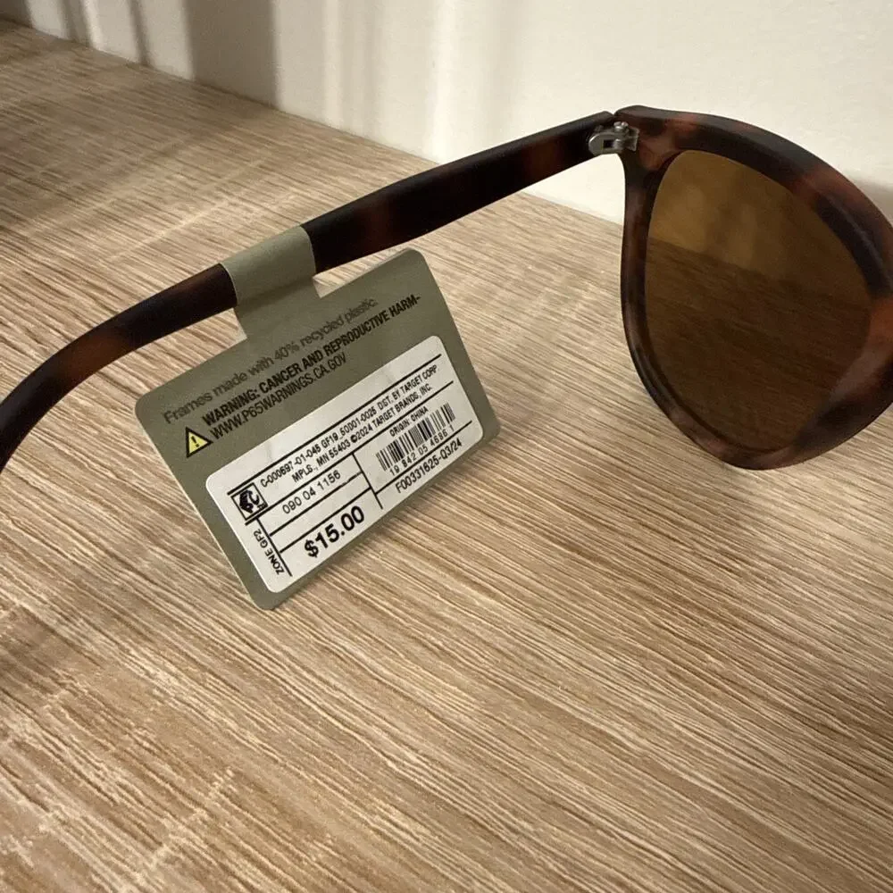 Goodfellow & Co Men's Square Tortoise Sunglasses 100% UV Protection NWT